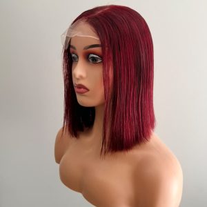5x5 Burgundy Bob Wig 10 Inch